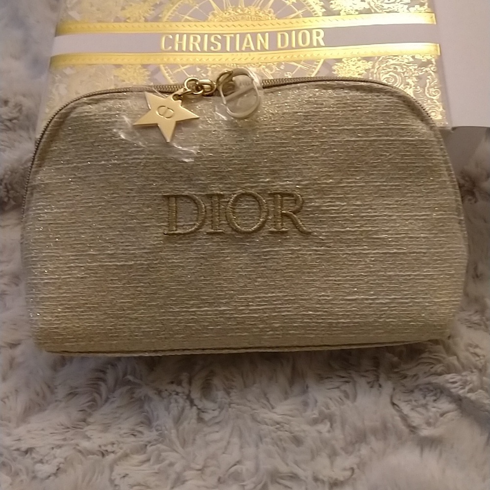 Christian Dior LE Gold Cosmetics Bag in Iconic LE Gold Embellished White Box